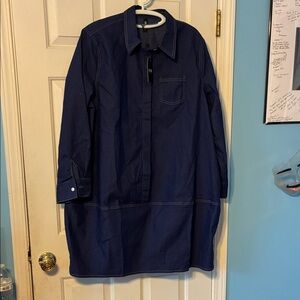 STYLEWE Women’s Oversized Navy Jean Shirt Dress